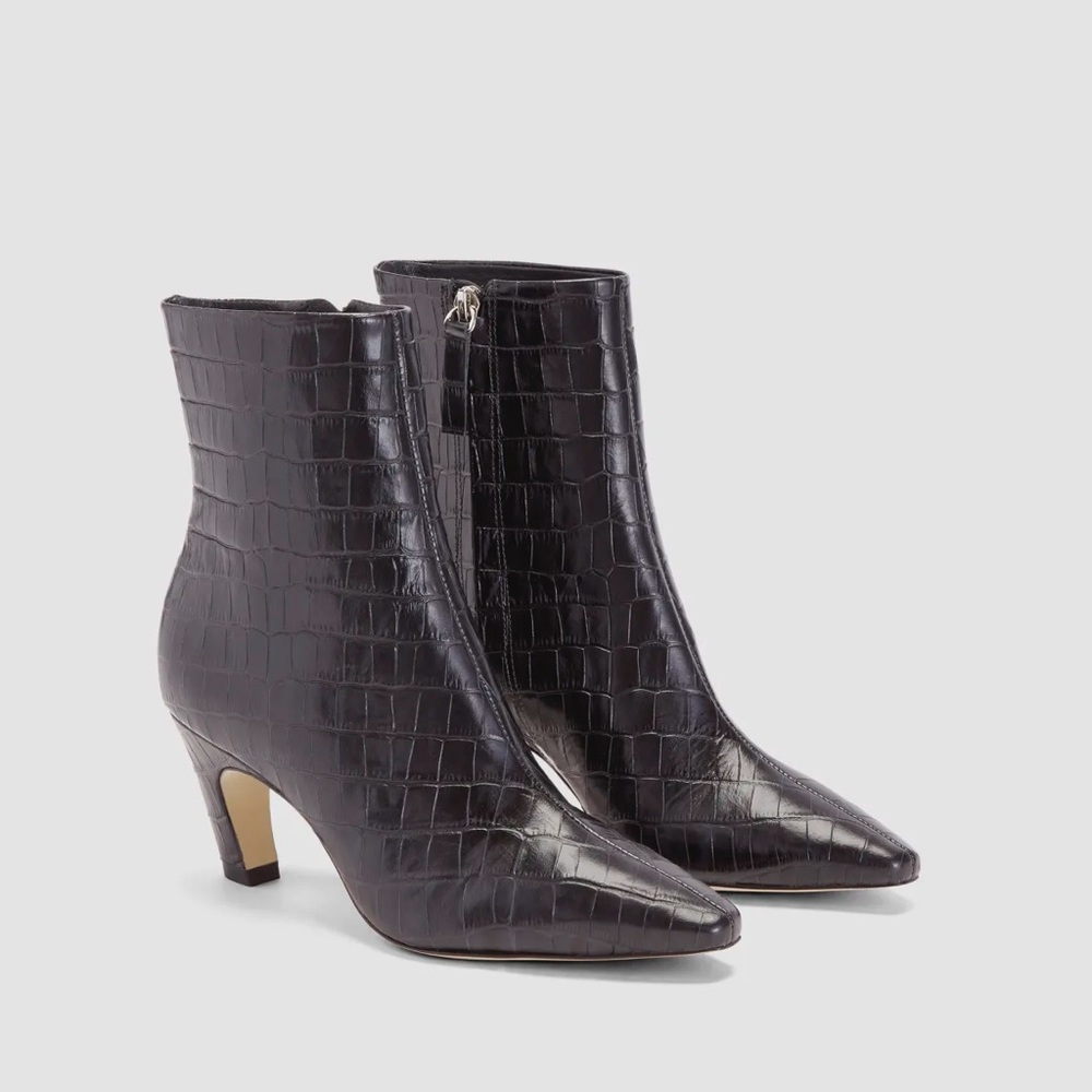Everlane The Banana Heel Boot BLACK CROCODILE 8